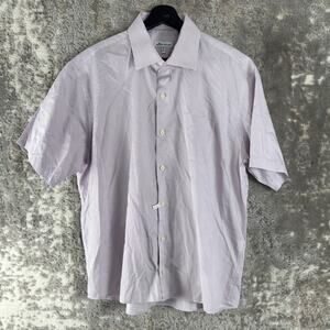 Peter Millar Size XL Polka Dot Career Casual Button Shirt Purple Short Sleeve